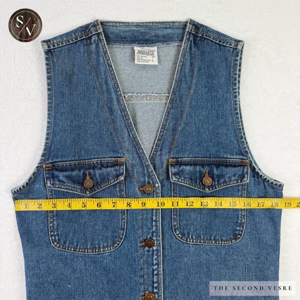 Vintage Original Jordache Medium Wash Denim Vest With Pockets - Large - Picture 10 of 12
